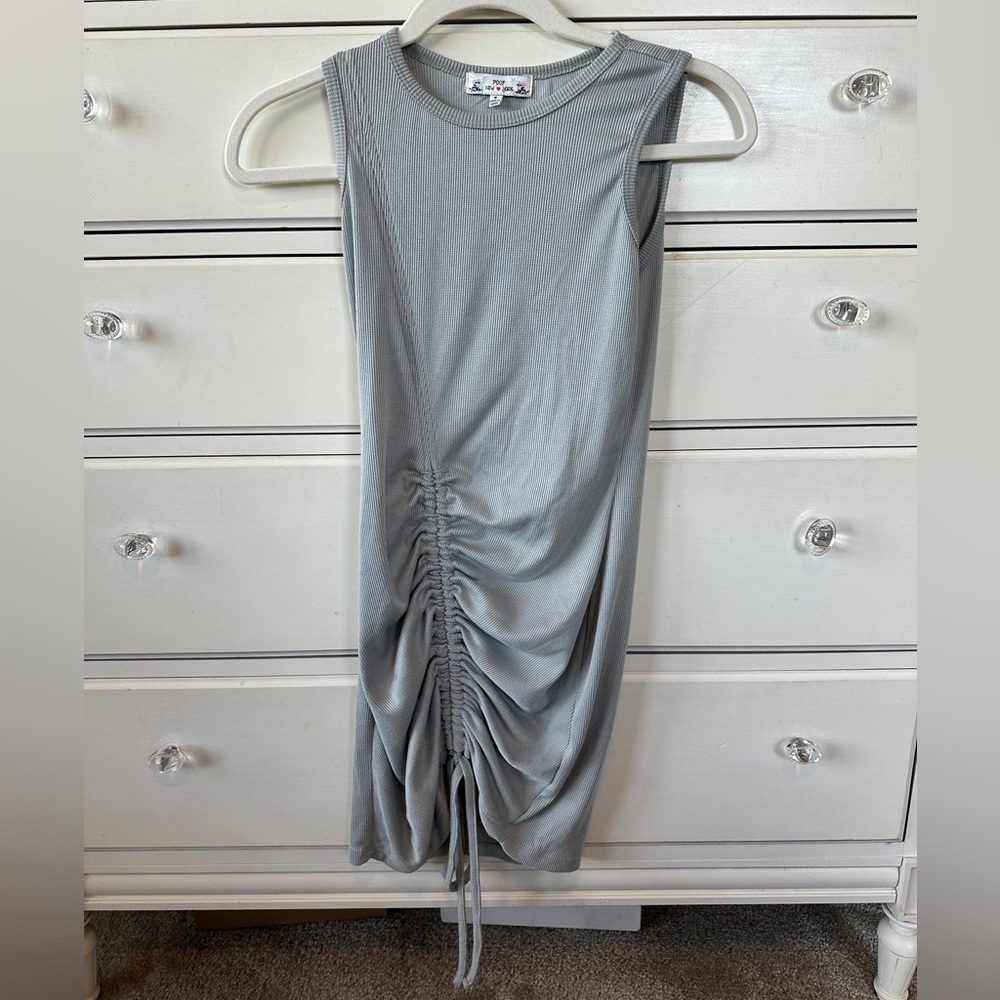 Poof New York Grey Sleeveless Cinched Dress